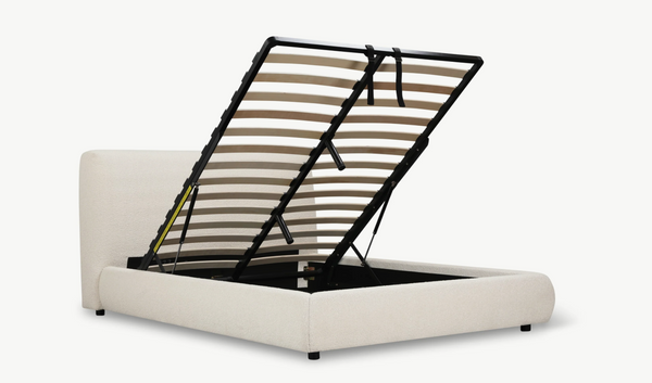 Cream Boucle Bed with Storage- Full
