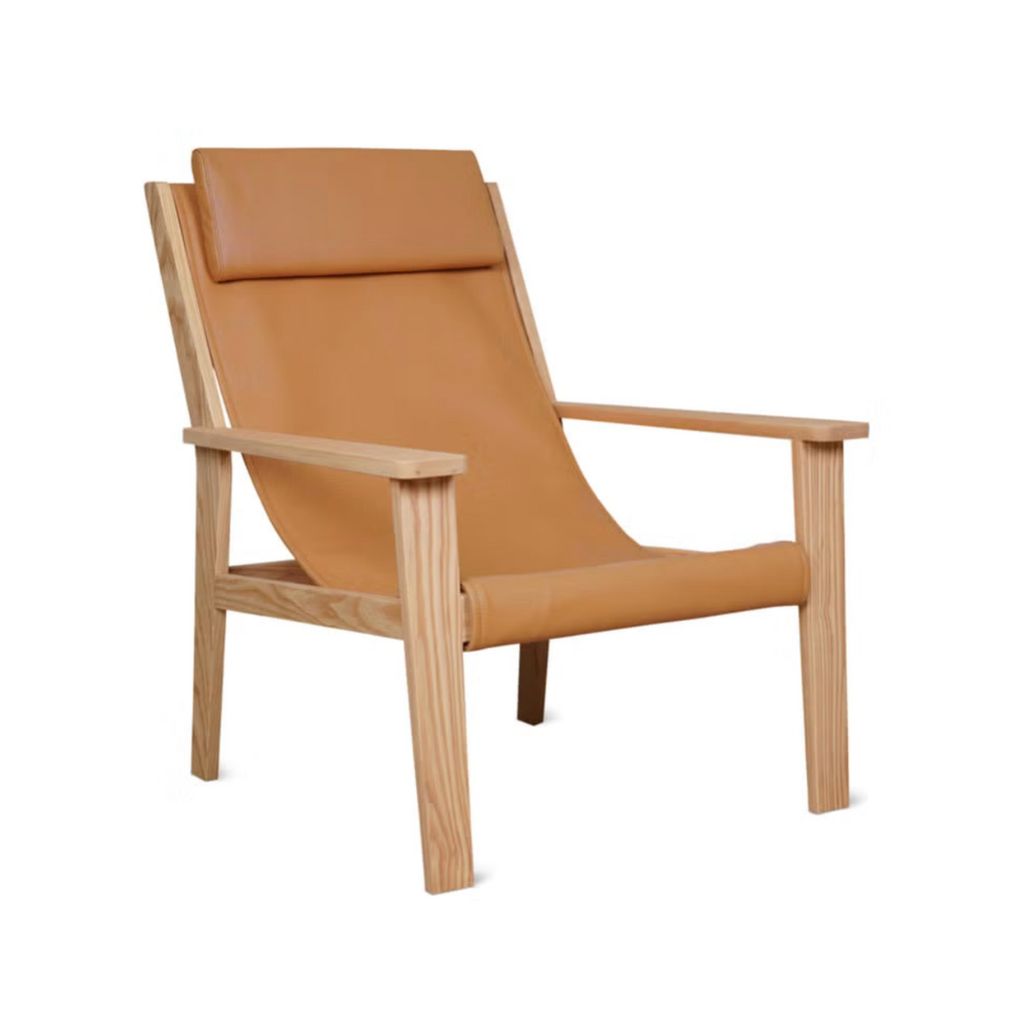 Sling Lounge Chair Terracotta Ash Tan with Headrest