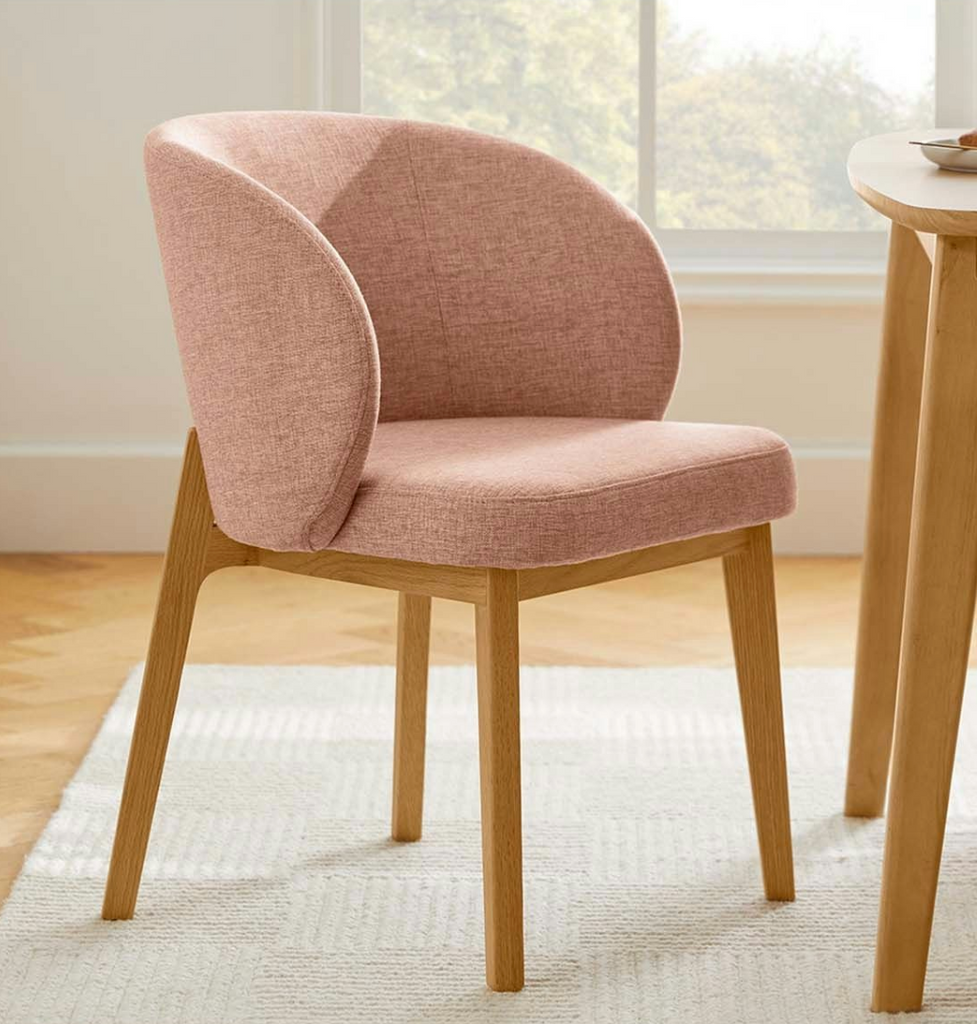 Nostalgic Pink Light & Oak Dining Armchair
