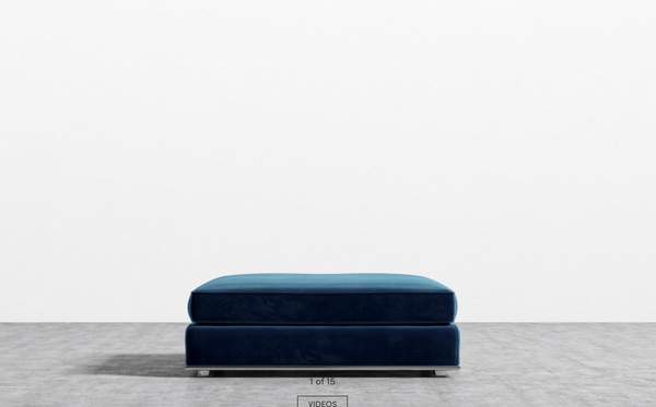 Milo Cobalt Ottoman - Plush Velvet