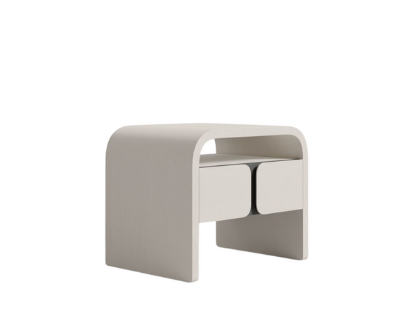 Viena Nightstand – Alabaster Matte & Black Oak