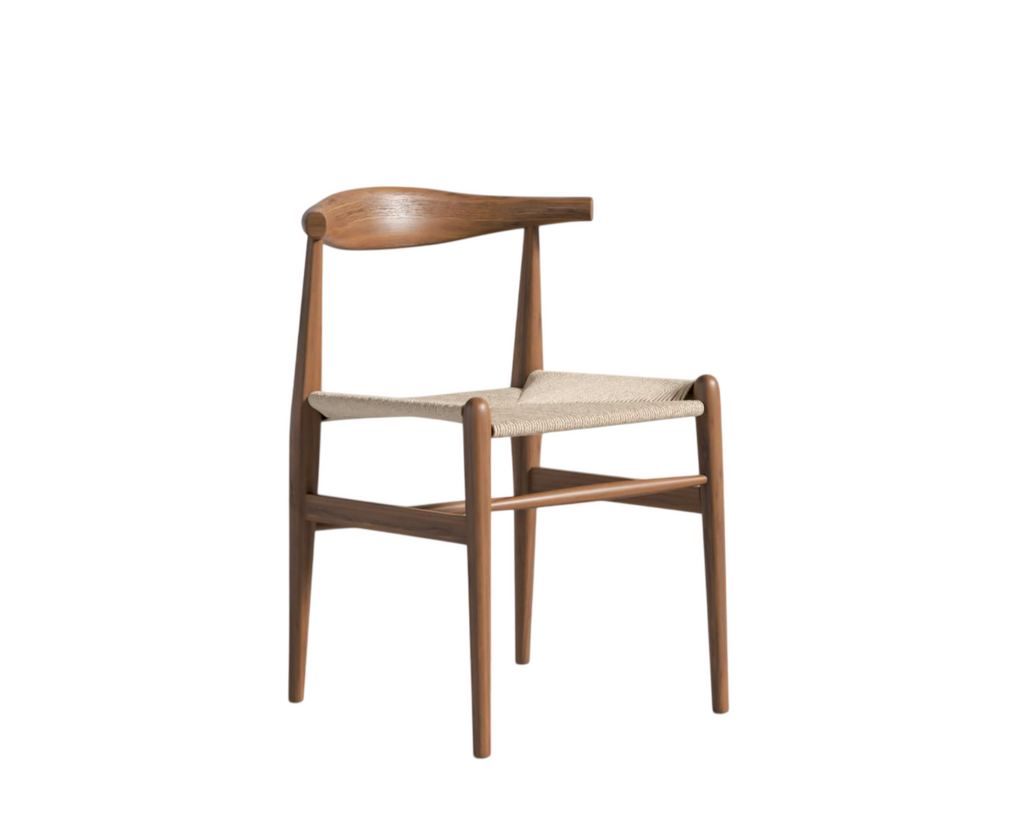 Walnut Woven Dining Chair Wingback