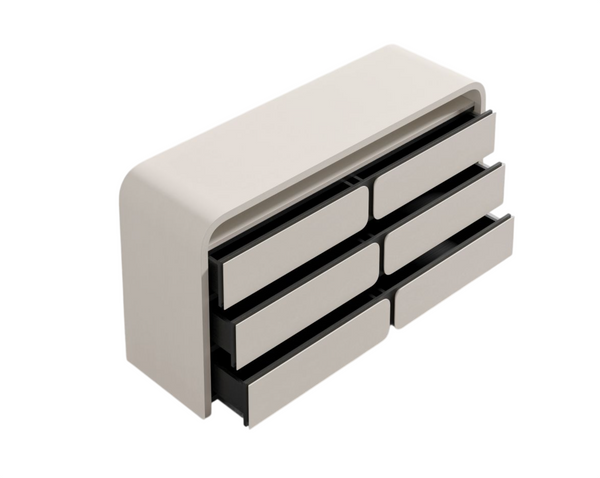 Viena 6-Drawer Dresser Alabaster Matte Laquer