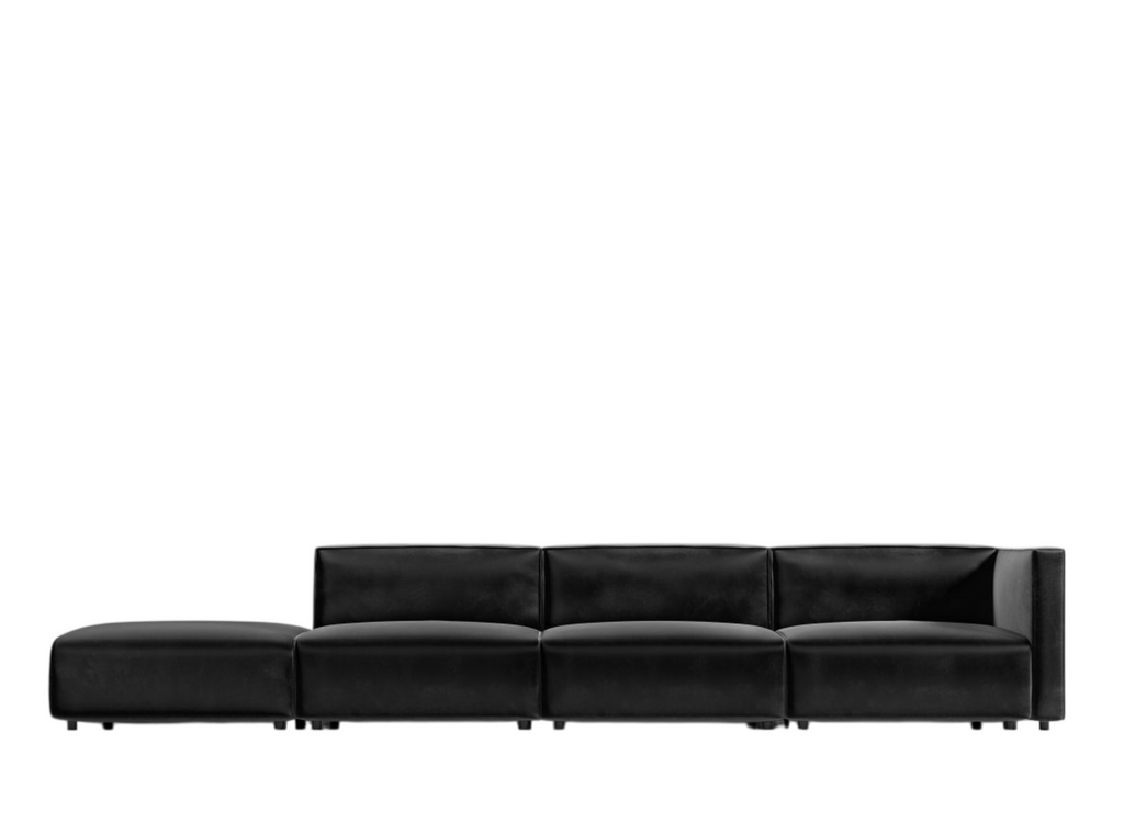 Ariana Modular Black Plush Modular 4-Piece Sectional