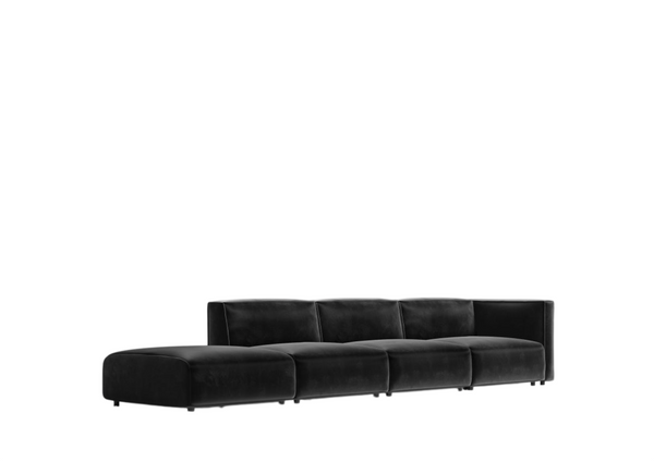 Ariana Modular Black Plush Modular 4-Piece Sectional