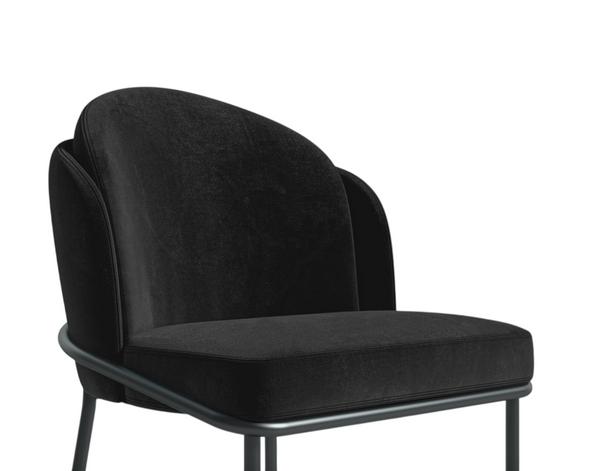 Ange Dining Chair Black Plush Velvet