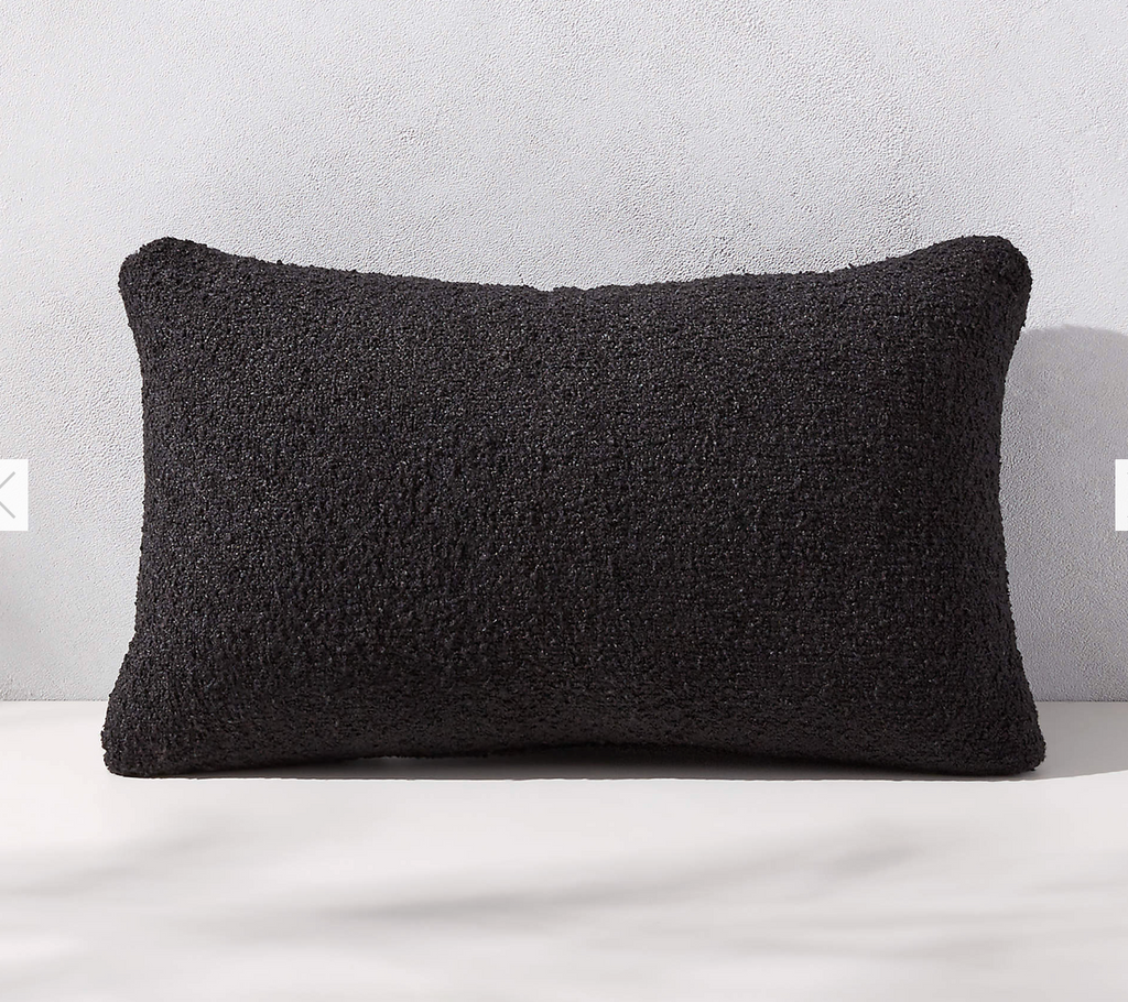 Silves Black Performance Boucle Outdoor Lumbar Pillow 20''x12'