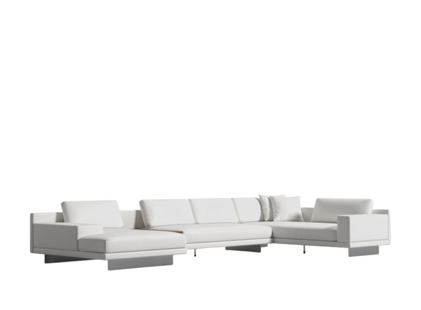 Drendo Left Facing Modular Sectional Trento Eggshell Microfiber Leather
