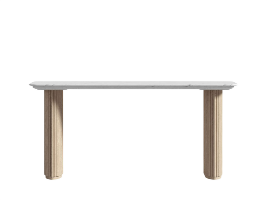 Thena Desk 48" White Carrara Marble/White Ash Base
