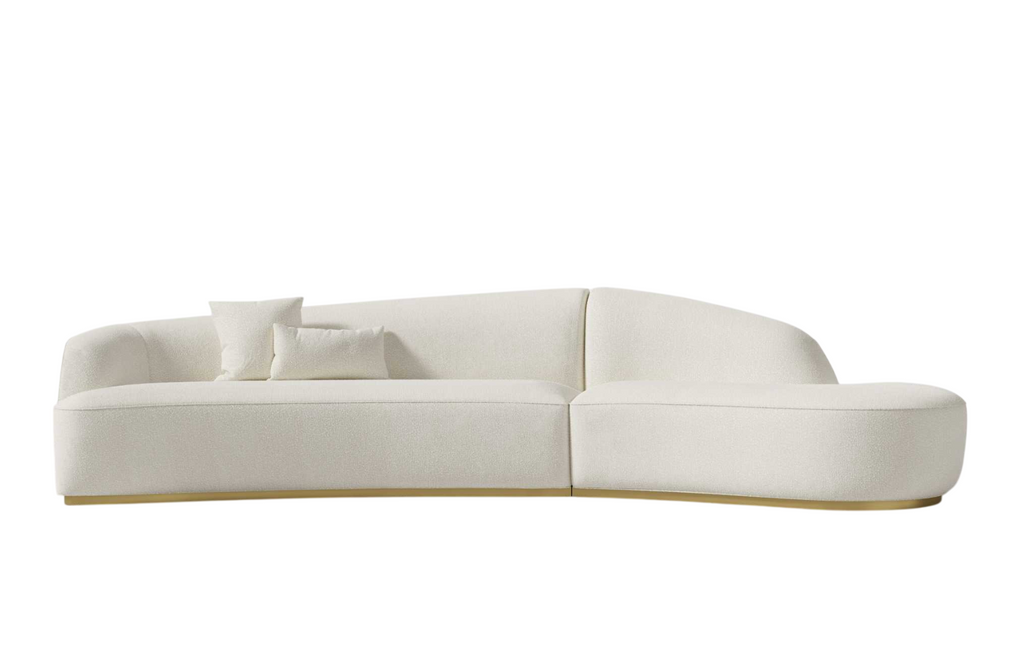 Curved Sectional Right Chaise Chatou Bouclé - Pearl