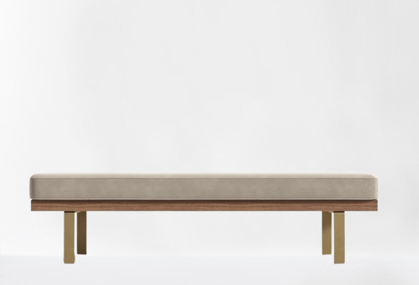 Warm Taupe/Brass Bench