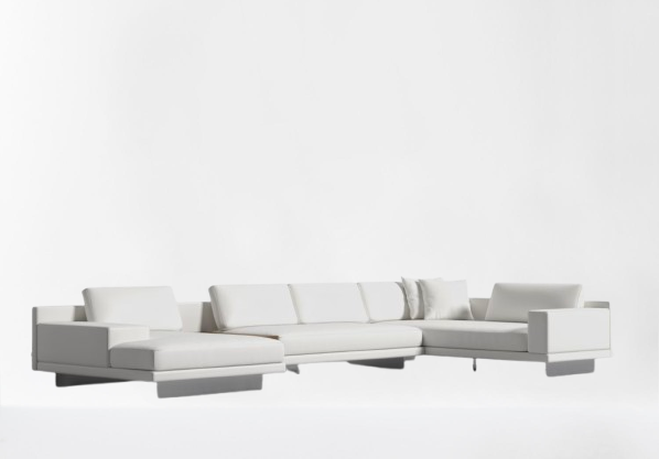 Left Facing Modular Sectional Trento Eggshell Microfiber Leather