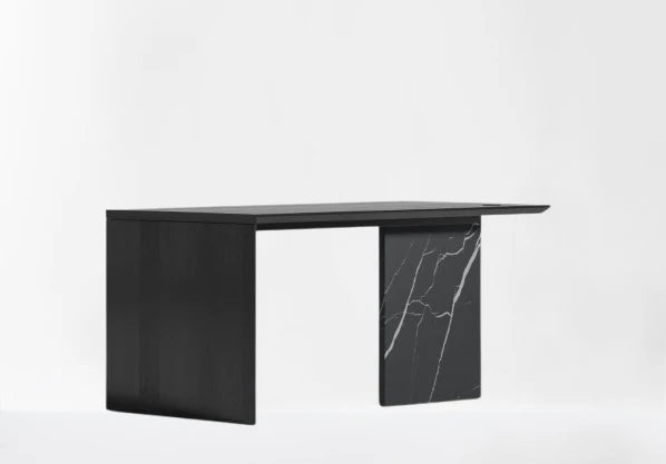 88" Desk Black Pietra Ceremic & Black Oak