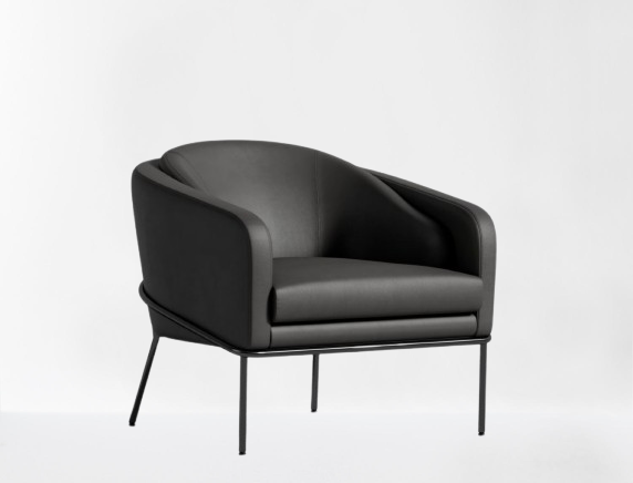 Trento Jet Black Leather Lounge Chair