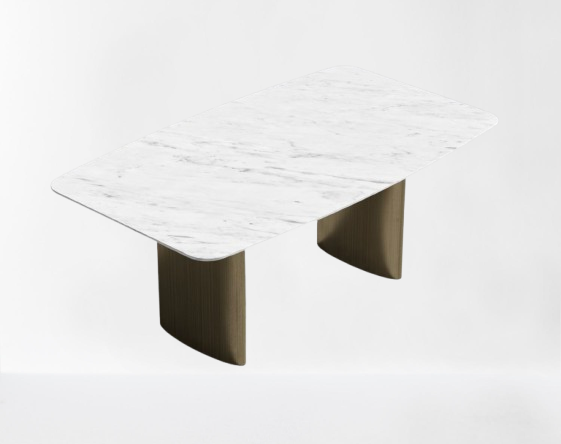 White Carrara Marble/Brass 71" Dining Table