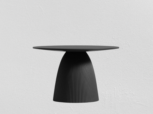 Black Concrete 48" Fluted Dining Table