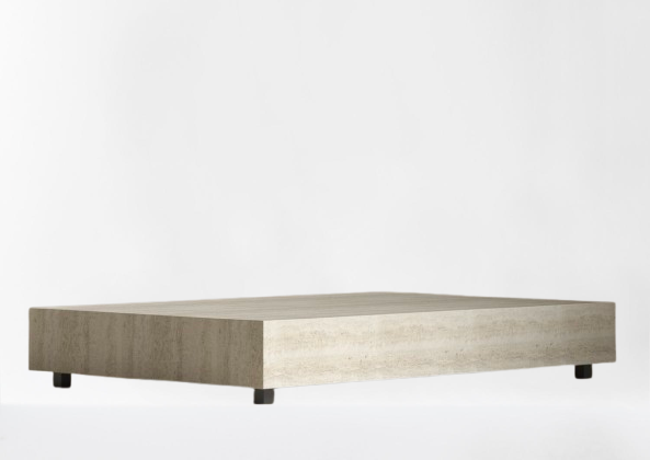 White Travertine 60" Coffee Table