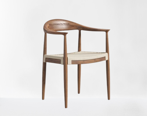 Woven Walnut/Natural Cord Round Chair