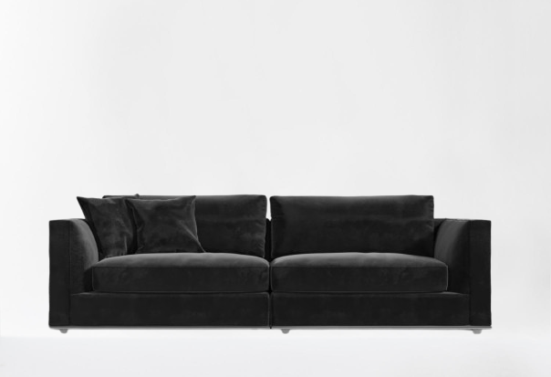 Black Plush Velvet Sofa