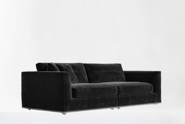 Black Plush Velvet Sofa