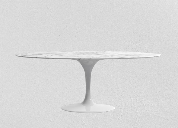 White Carrara 79" Marble Oval Dining Table