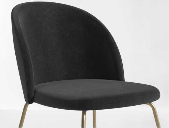 Iras Plush Velvet Black/Brass Dining Chair