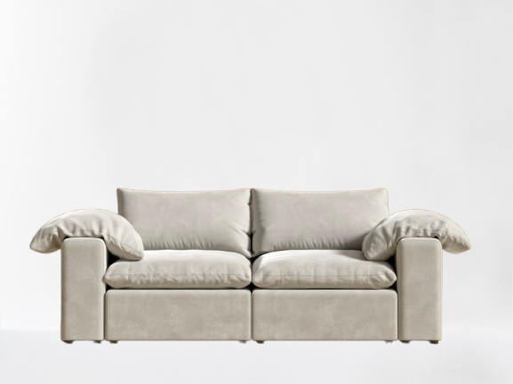 Novo Latte Suede Sofa Loveseat