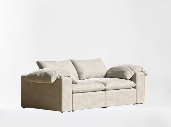 Novo Latte Suede Sofa Loveseat