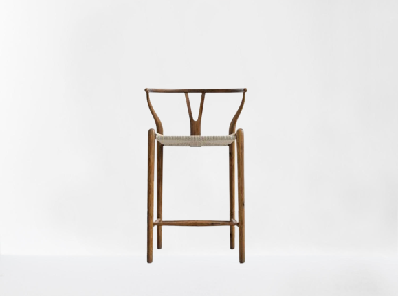 Walnut & Natural Seat Cord Y-Counter Chair