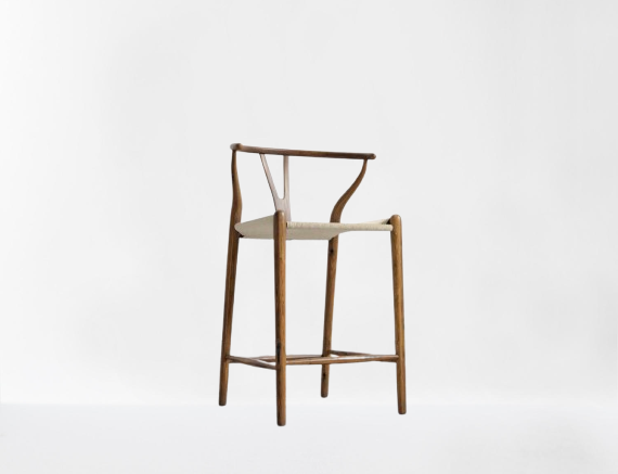 Walnut & Natural Seat Cord Y-Counter Chair