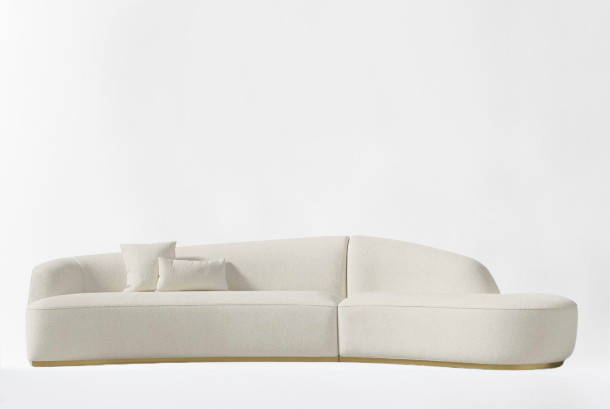 Ray Curved Sectional Right Chaise Pearl Boucle