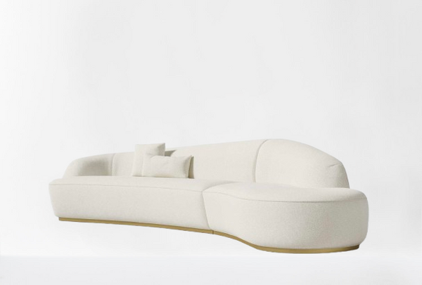 Ray Curved Sectional Right Chaise Pearl Boucle