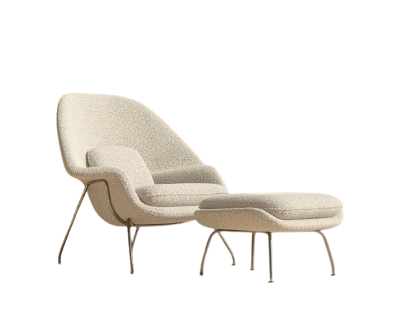 Cocoon Chair and Ottoman - Almond Shearling