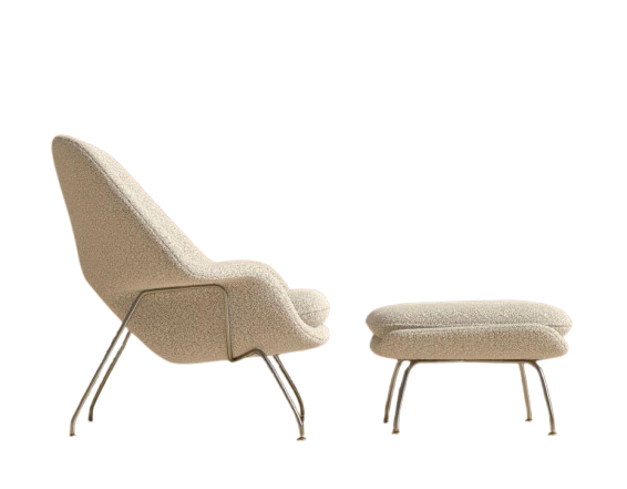 Cocoon Chair and Ottoman - Almond Shearling