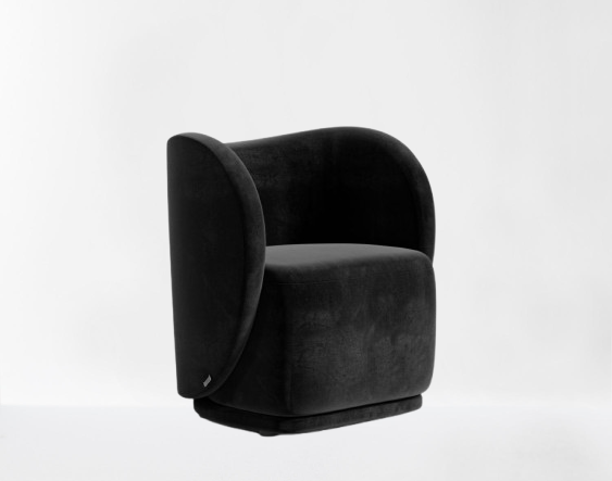 Dina Black Velvet Lounge Chair