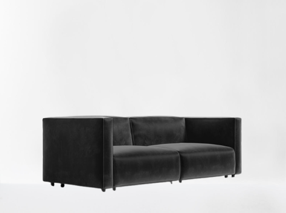 Aira Push Velvet Black Loveseat