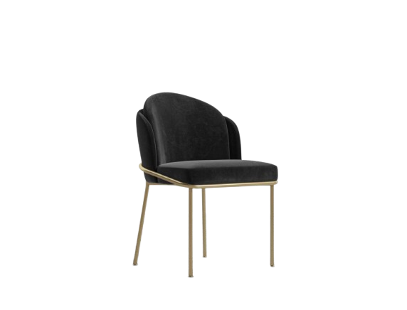 Ange Dining Chair Black Velvet & Brass