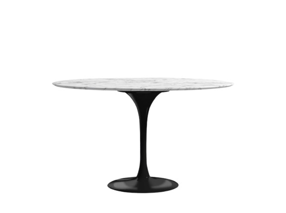 Tula 44" Round Dining Table White Carrara Marble & Black Base