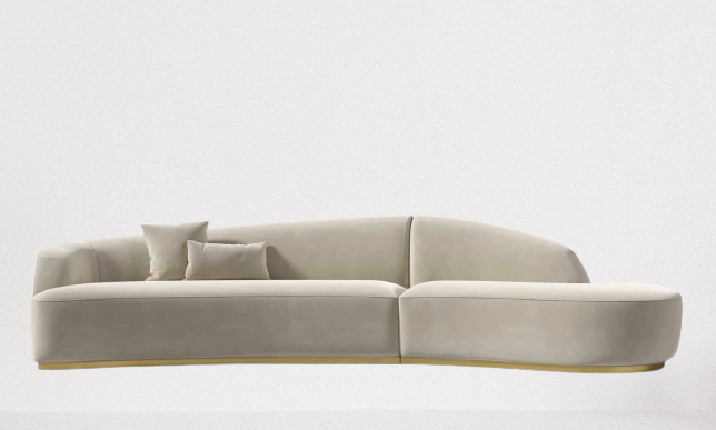 Ray Curved Sectional Warm Taupe Plush Velvet - Right Chaise