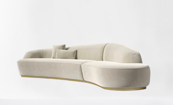 Ray Curved Sectional Warm Taupe Plush Velvet - Right Chaise