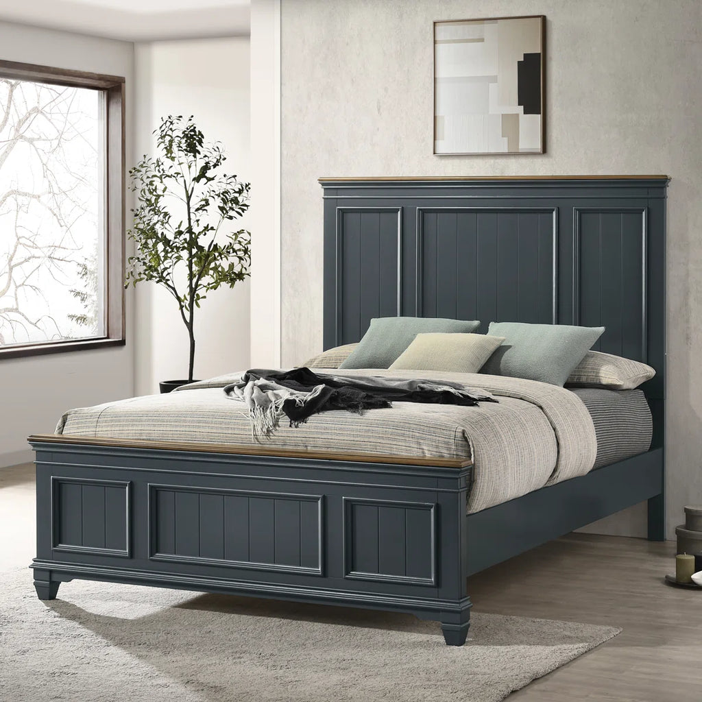Semaj Queen Solid Wood Bed Dark Blue