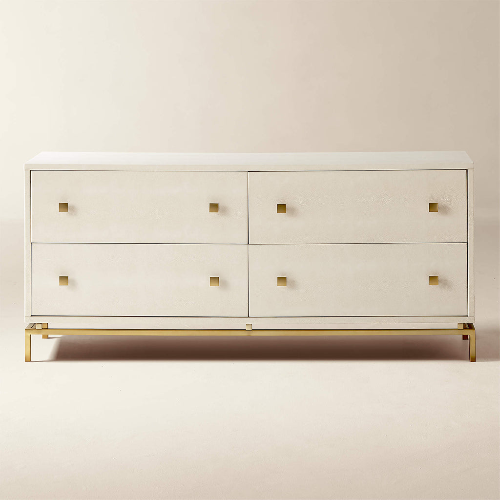Shagreen 58" Warm White 4-Drawer Dresser