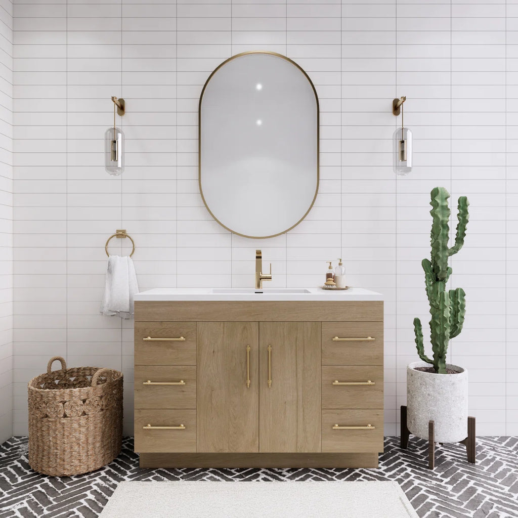 Spring 47.2'' Single Bathroom Vanity with Acrylic Top Teak Oak