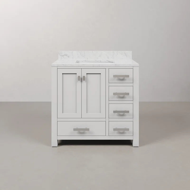 Steve 36'' Single Bathroom Vanity with Carrara Marble Top