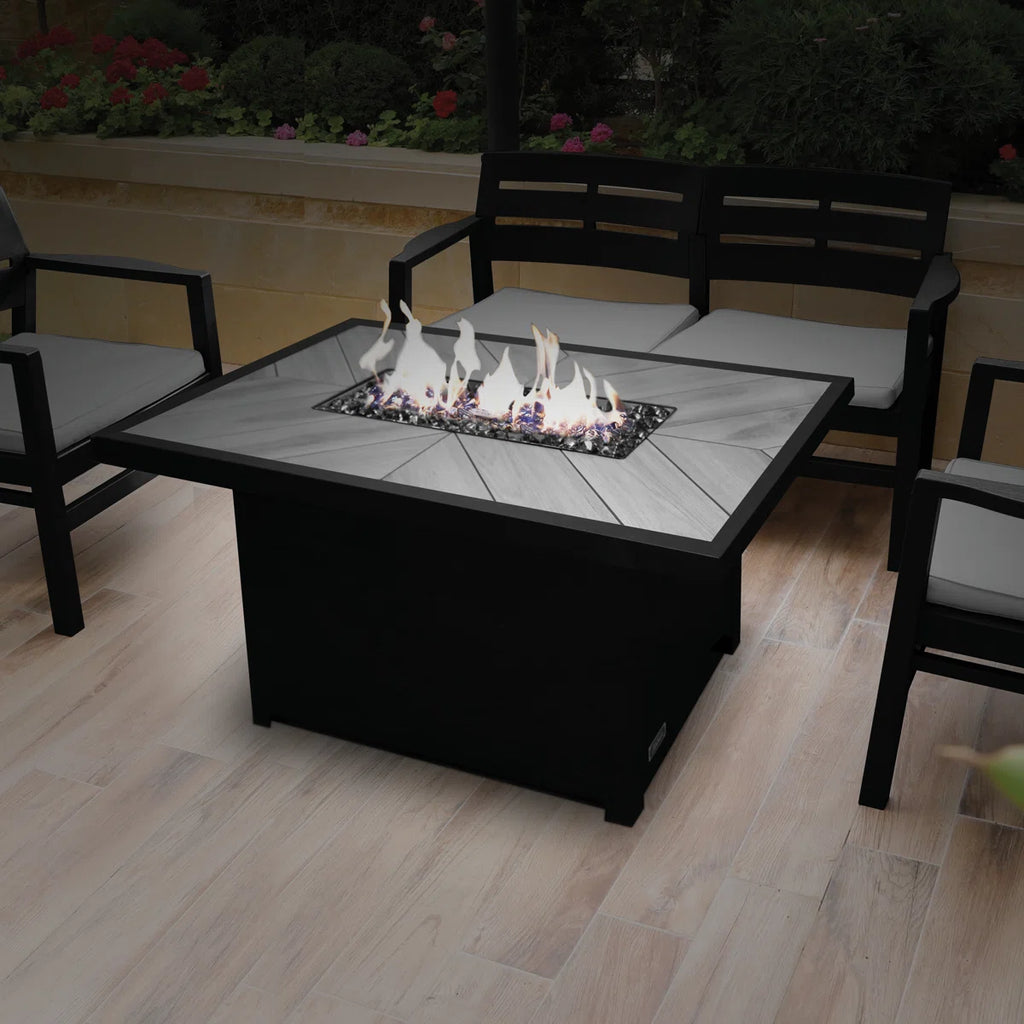 Sunbeam Rectangular Ceramic Top Aluminum Propane/Natural Gas Fire table