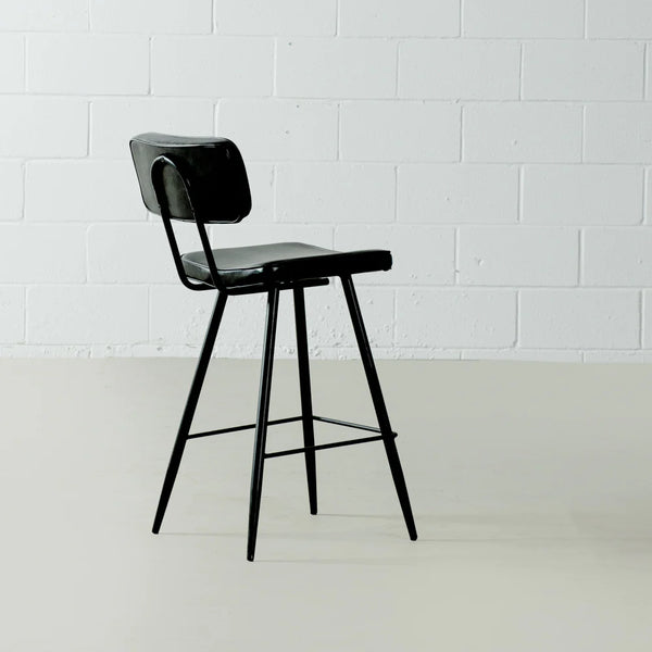 Blake Leather Bar Stool Black 75cm