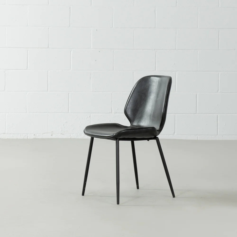 Wazo Monroe Black Leather Dining Chair (Set of 2)