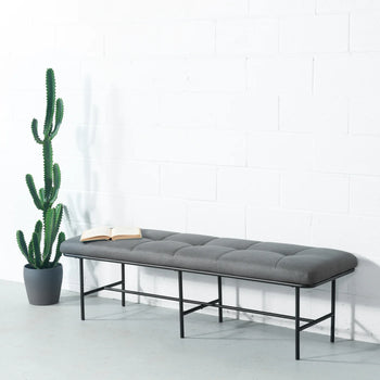 Grey Leather Bench