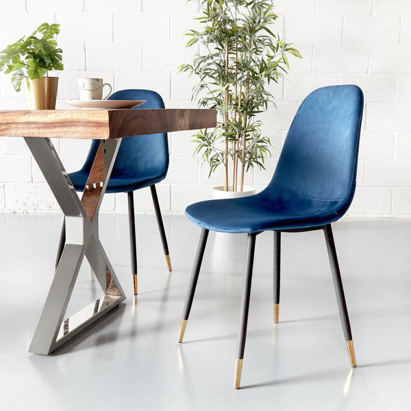 Milan Velvet Blue Side Chair