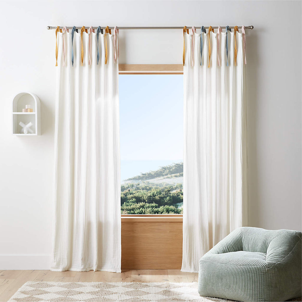 White Tie 100% Organic Cotton Muslin Curtain Panel 44"x96"